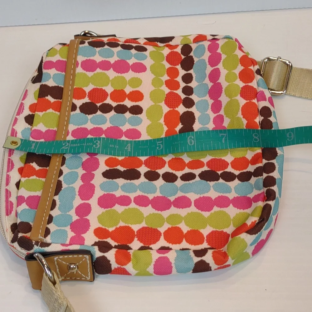Lily Bloom Multi-Color Polka Dot Crossbody Purse Karma Bloom Fabric Initial 